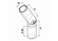 Raccord, orientable, pour barre, (- 90° á + 90°)