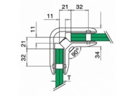 Glasverbinder, hoek 90°, MOD 28, 6 - 12,76 mm