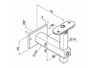 Handrailingsteun, Square Line, variabel, v. wand