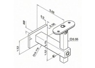 Handrailingsteun, Square Line, variabel, v. wand