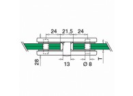 Glasverbinder, recht, MOD 42, 6 - 12,76 mm