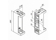 Balustersteun, Square Line, MOD 4558, zijmontage