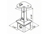 Buissteun, Square Line, 90°, 40x40x2 mm