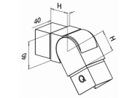 Raccord, orientable, (25°-55°), vers le bas