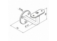 Handrailingsteun voor wandbev., wandafstand=75 mm