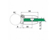 Charnière, tube Ø42,4 mm - verre 6 - 12,76 mm; 140281-042