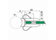 Schuifslot, buis Ø42,4 mm - glas 6 - 12,76 mm