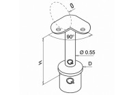 Support de main-courante sur poteau, 90°