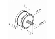 Adaptateur à verre, Ø70 mm, plat, plaque 10 mm