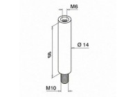 Handrailingsteun steel, Ø14 mm, M10/M6 draad