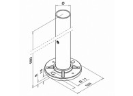 Baluster, Ø42,4 mm x 2 mm, M8 eenzijdig