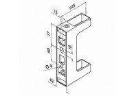 Balustersteun, Square Line, MOD 4558, zijmontage