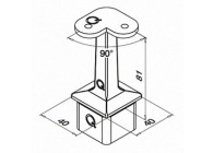 Buissteun, Square Line, 90°, 40x40x2 mm