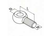 Oogbout voor kabelsysteem, M6 x 12 mm