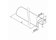 Houten U-profiel-handrailing, Ø42 mm, L=2500 mm