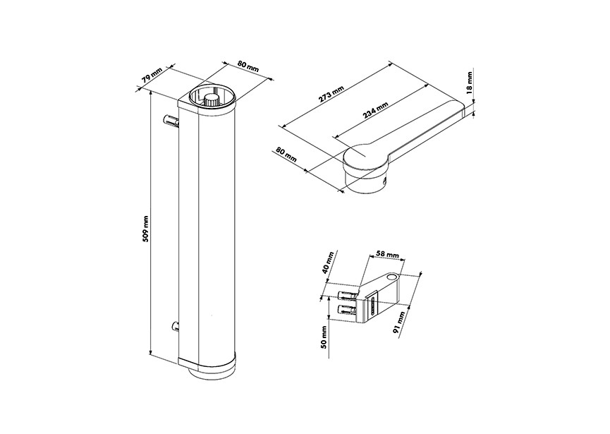 FERME-PORTE MOTORISE POUR PORTILLONS 180° - ARGENT