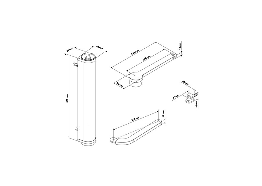 VENUS-A-9005~~GEMOTORISEERDE POORTSLUITER VOOR DRAAIPOORTEN 90° MET ARM - RAL9005