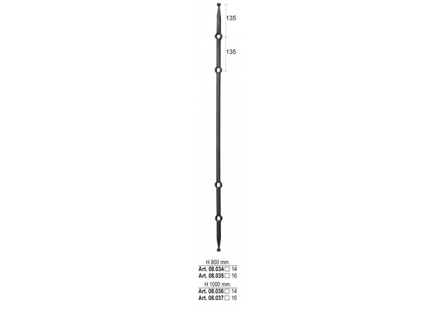 08.035~~STAVEN MET GATEN #16mm 900mm