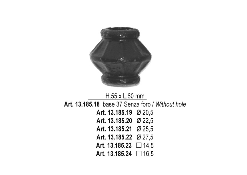 13.185.20~~Borchie stampate  H.55x60 f.t.22,5 mm