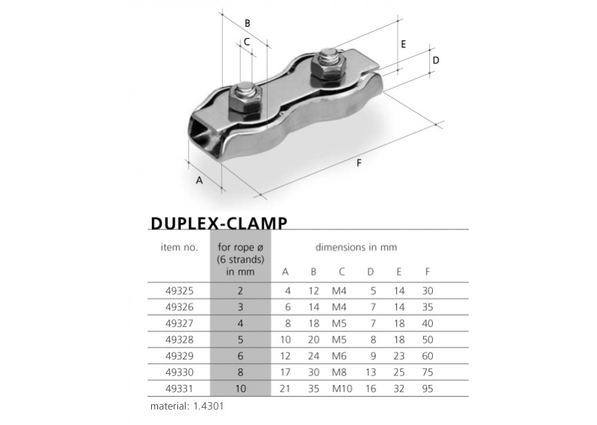 49329~~KABELHOUDER DUPLEX - 6MM