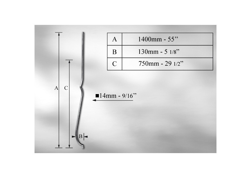 G202L~~BUIKSPIJL # 14 MM - LENGTE 1400MM