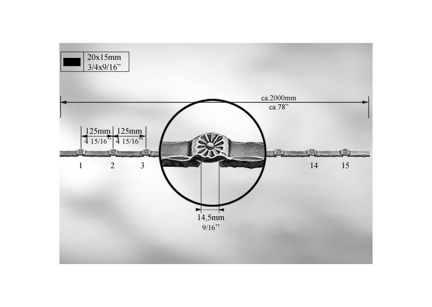 TRAVERSE CRANTEE 20X15MM - LONGUEUR 2M.