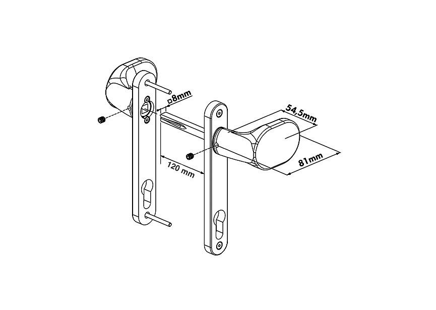 3006PAD-9005~~Krukpaar met afgeronde hoeken in geanodiseerd aluminium met vaste en-of roterende werk