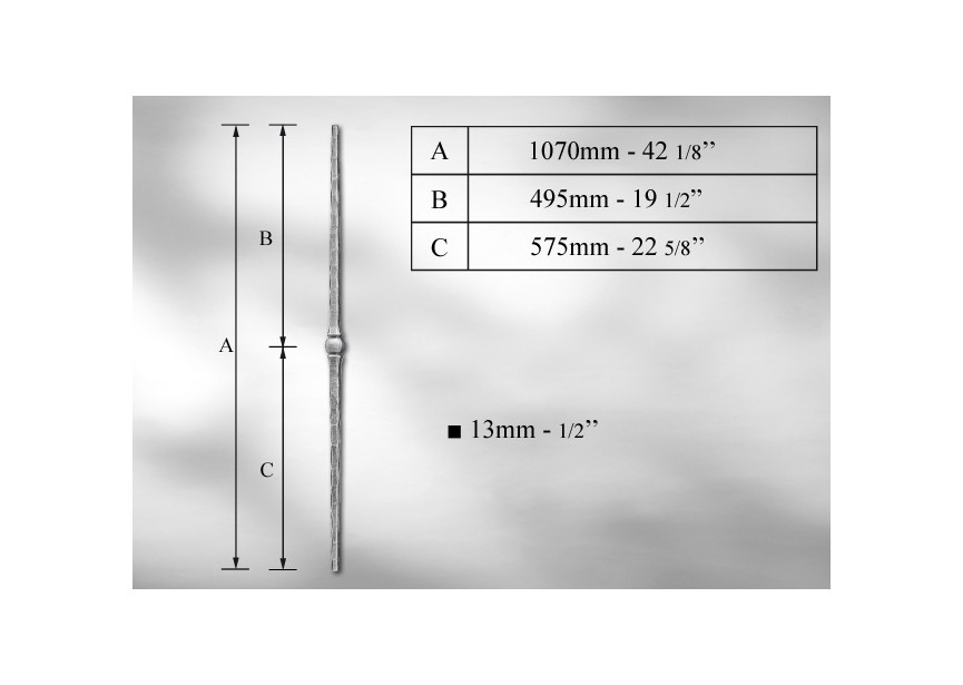 B2103~~SPIJL # 13MM - LENGTE 1070MM