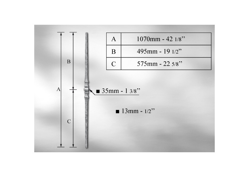 B2303~~SPIJL # 13MM - LENGTE 1070MM