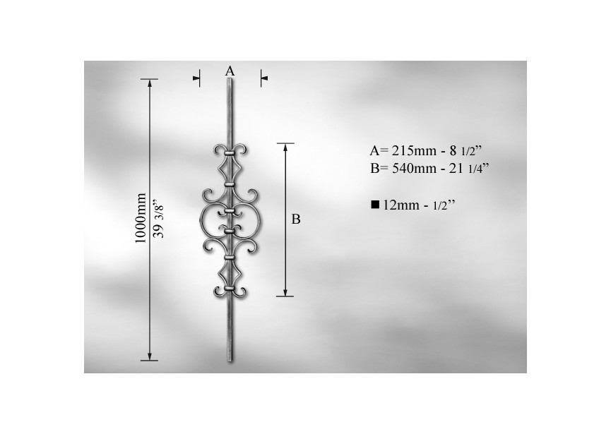 B3711~~SIERSPIJL # 12MM - LENGTE 1000MM