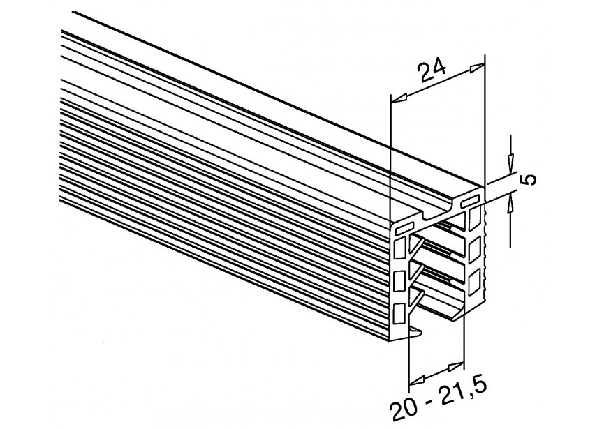 205124-050-22~~RUBBER PROFIEL VOOR GLAS U-PROFIELBUIS Ø42,4MM -5M