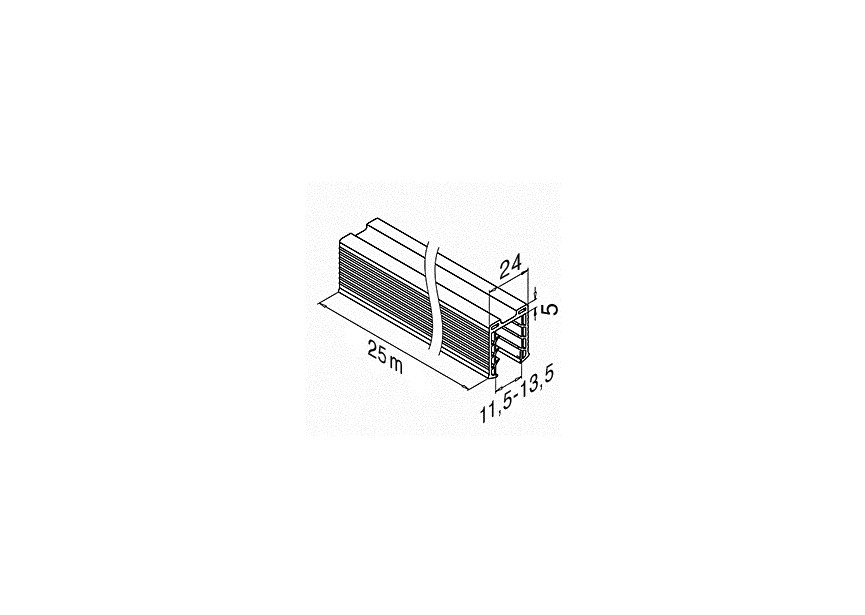 205124-250-11~~Rubber profiel v. glas U-profiel buis Ø42,4mm / 25M