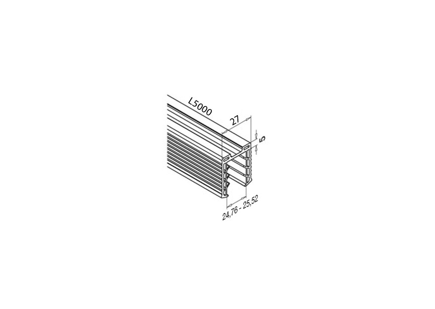 205127-050-24~~Rubber U-profielbuis,L=5 m,D48,4mm