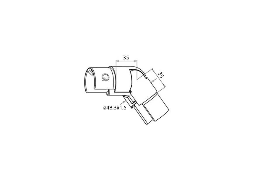 136302-048-02-12~~VERSTELBARE BUSIVERBINDER, 25°...55° OMLAAG,