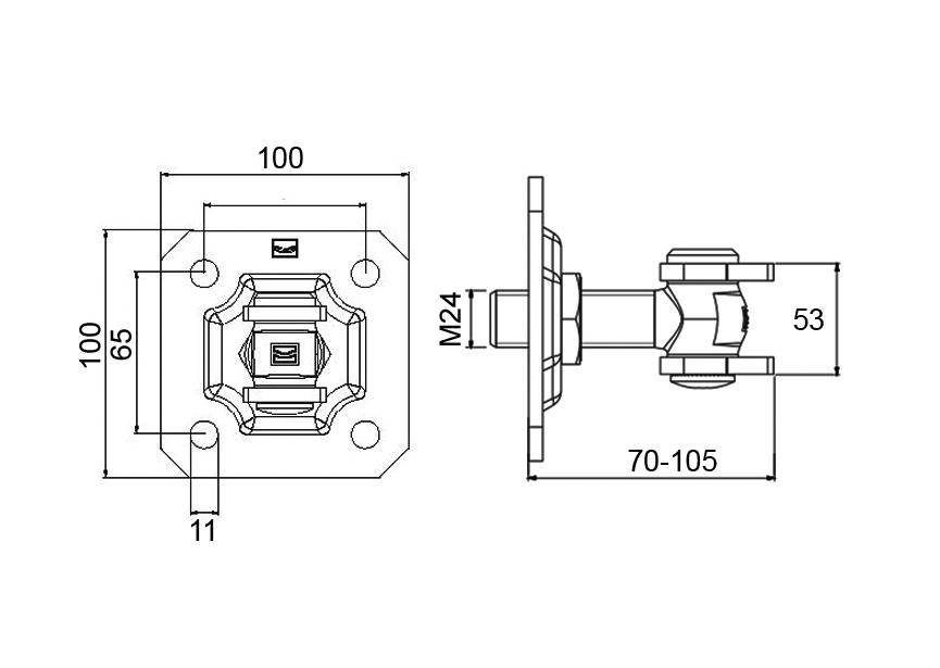 163-M24 10810814  001~~SCHARNIER  MUURPLAAT REGELBARE MOER M24