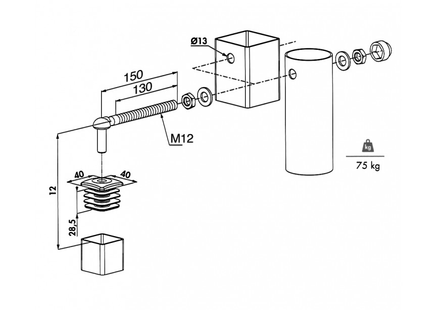 Pièces détachées Portillons 90° GBM12-40-150