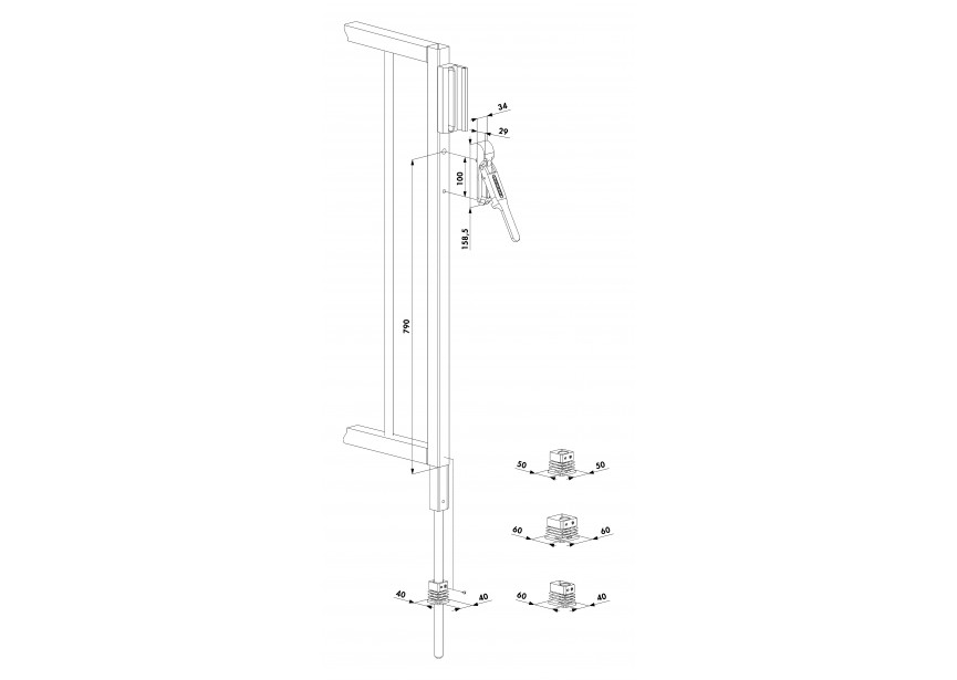 SUBY-SILV~~P00007773-SILV - Inwendige grondgrendel zilver-lengte 120cm-zilver