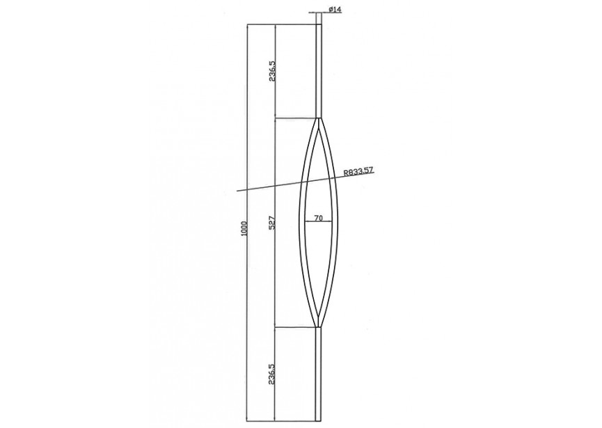 18.154.RD14.TB~~SPIJL RAL 9005 H1000X98MM DIKTE 14mm