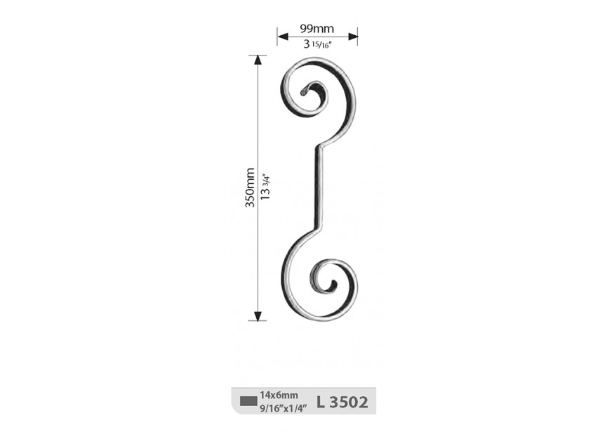 L3502~~KRUL 350X99MM - 14X6MM. -