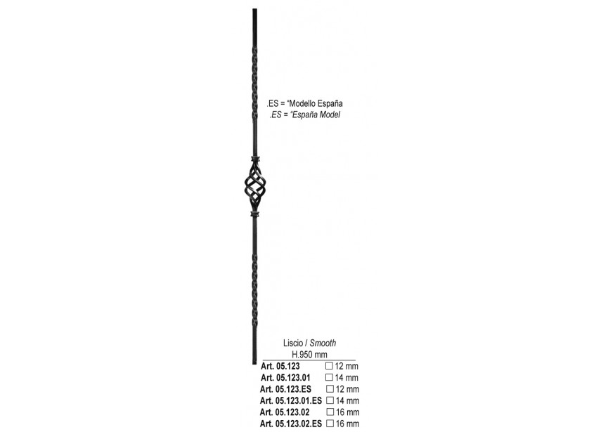 05.123.01.ES~~SPIJL H 950MM # 14 MM