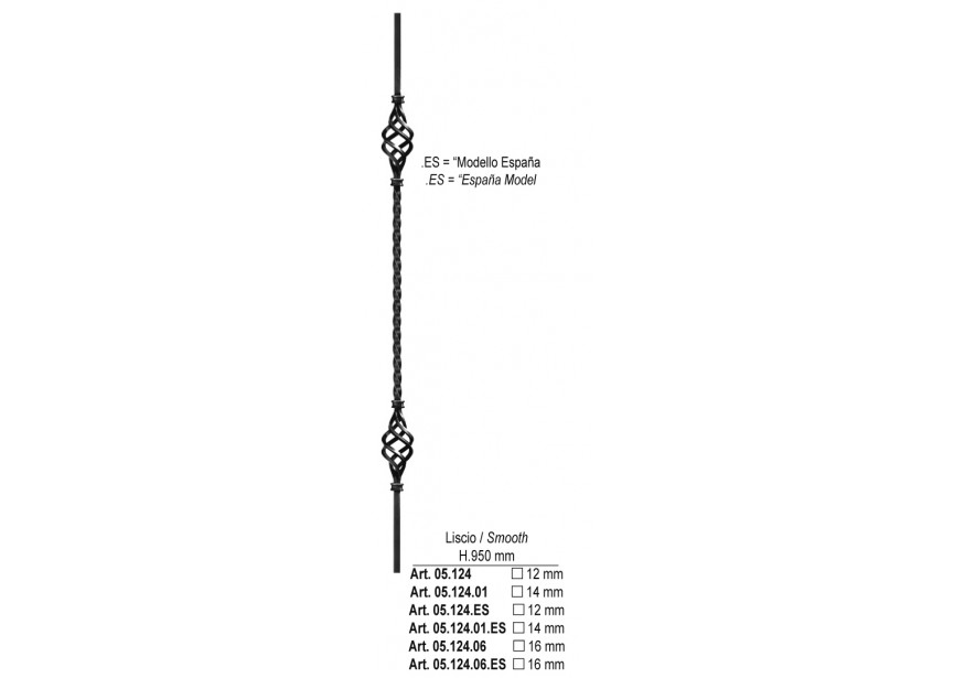 05.124.01~~SPIJL H 950MM # 14MM