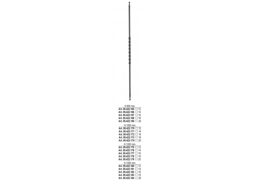 05.422.180~~SPIJL H 1500MM # 12MM