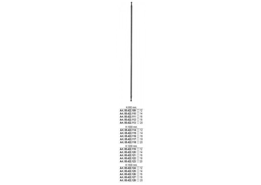 05.422.126~~SPIJL H 1500MM # 16MM