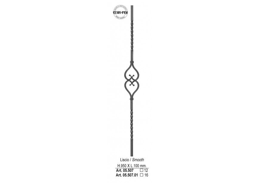 05.507.01~~SPIJL H 950X100MM # 16MM