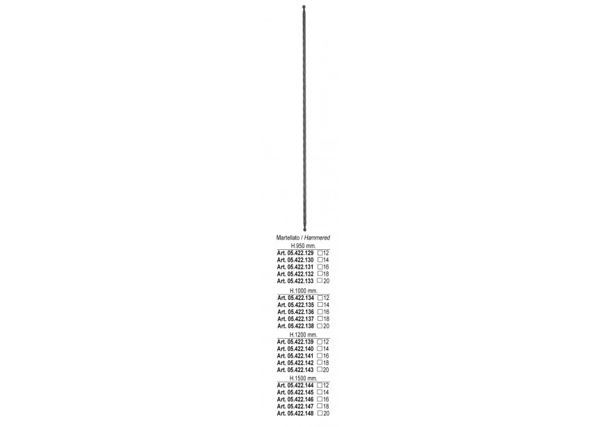 05.422.143~~GEHAMERDE SPIJL H 1200MM # 20MM