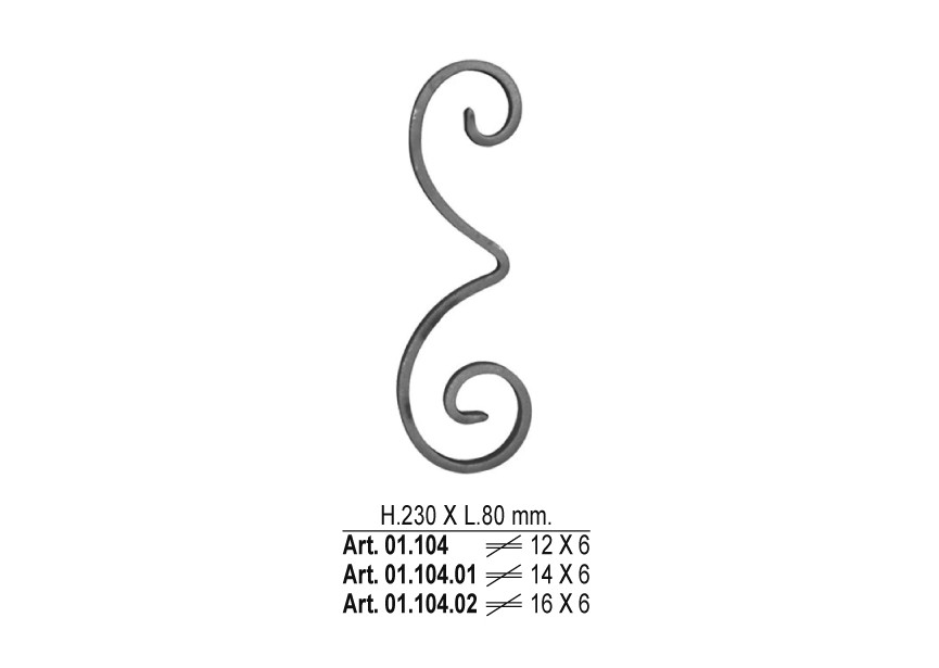 VOLUTE 230X80MM - 14X6MM