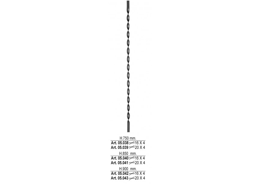 05.041~~SPIJL H 850MM 20X4MM