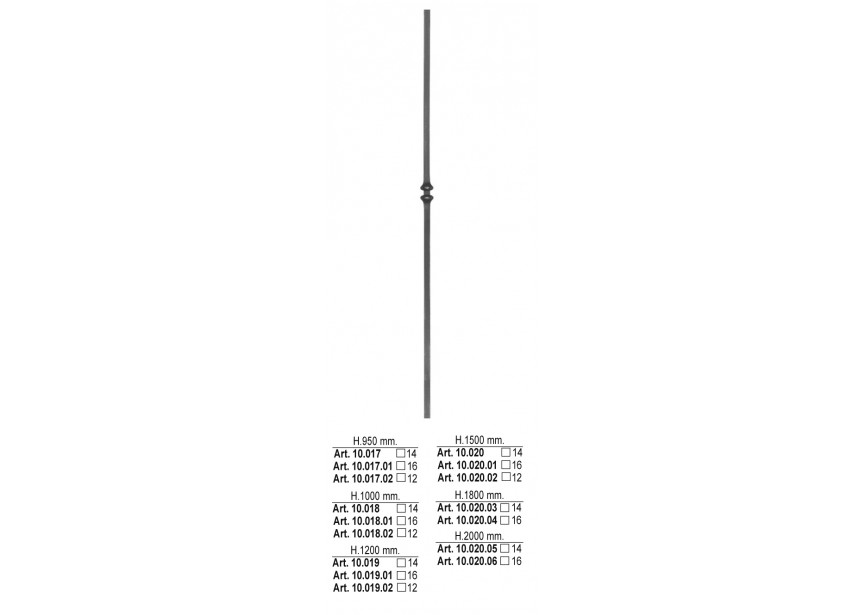 10.017~~SPIJL H 950MM # 14MM