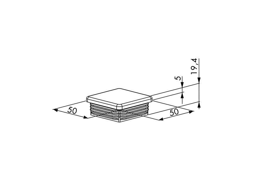 P00003574-9005 - Prix par pièce,achat par 250 pcs-bouchon pour profils 50x50mm-noir