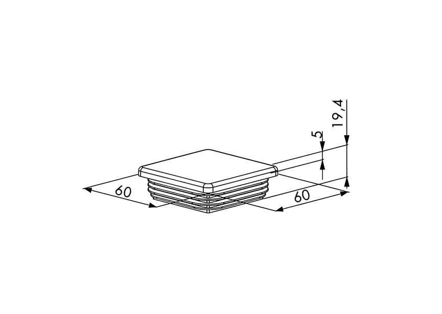 P00003573-9005 - Prix par pièce,achat par 250 pcs-bouchon pour profils 60x60mm-noir